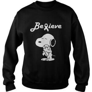 Snoopy Believe Lung Cancer White Awareness Sweatshirt